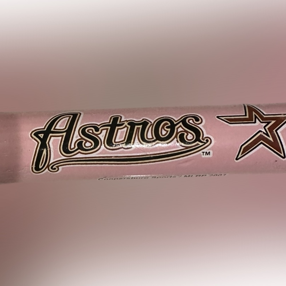 VTG RARE 2001 18” HOUSTON ASTROS COOPERSBURG SPORTS MLB PINK WOODEN BASEBALL BAT - Picture 3 of 6